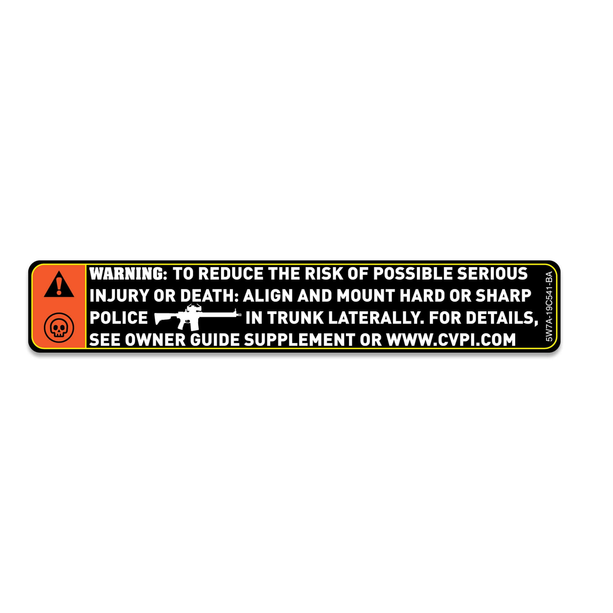 2003 - 2011 Ford CVPI Dash Warning Tag