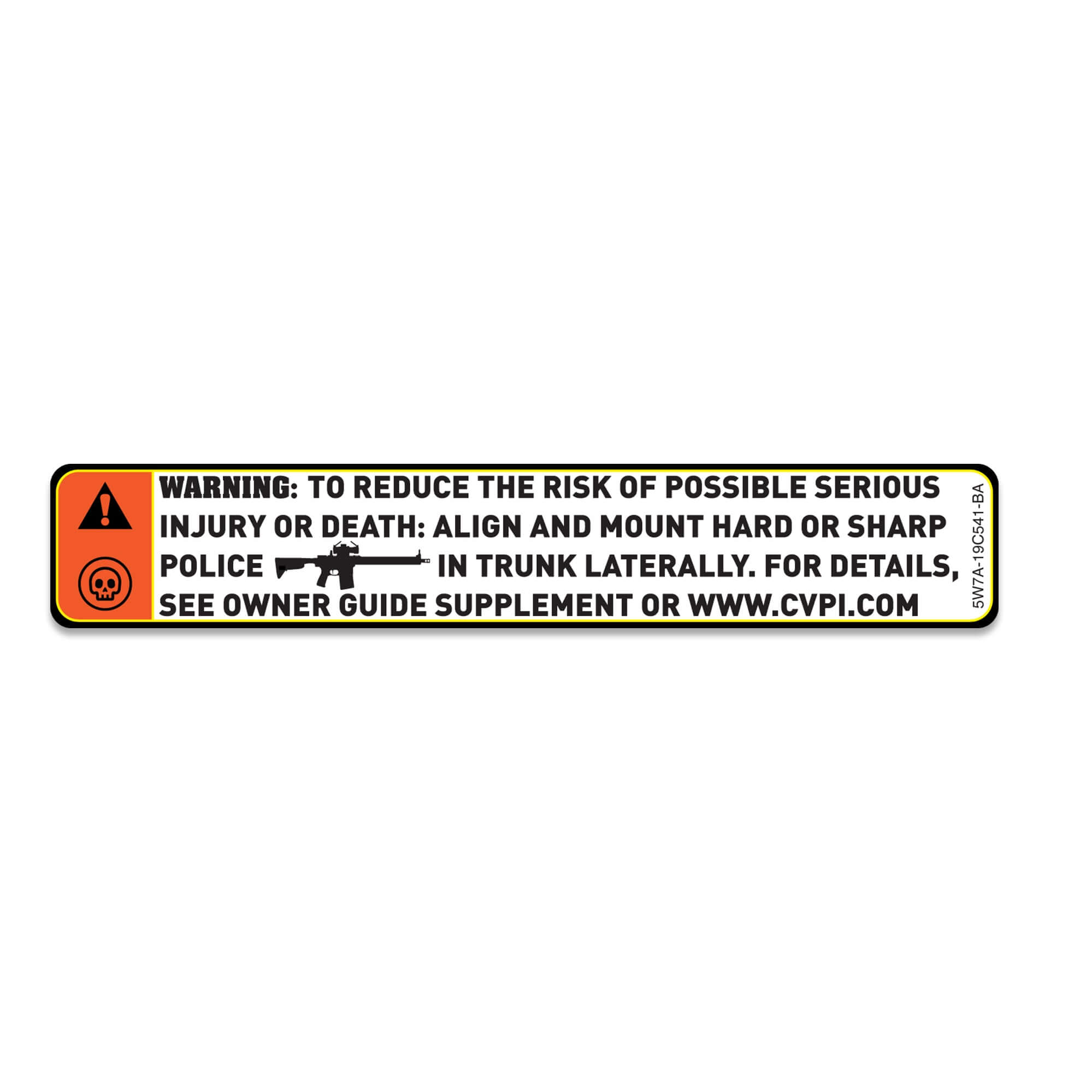 2003 - 2011 Ford CVPI Dash Warning Tag