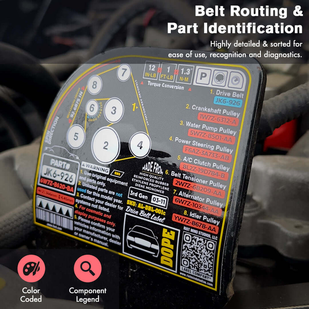 2003 - 2011 Panther Platform Drive Belt Label