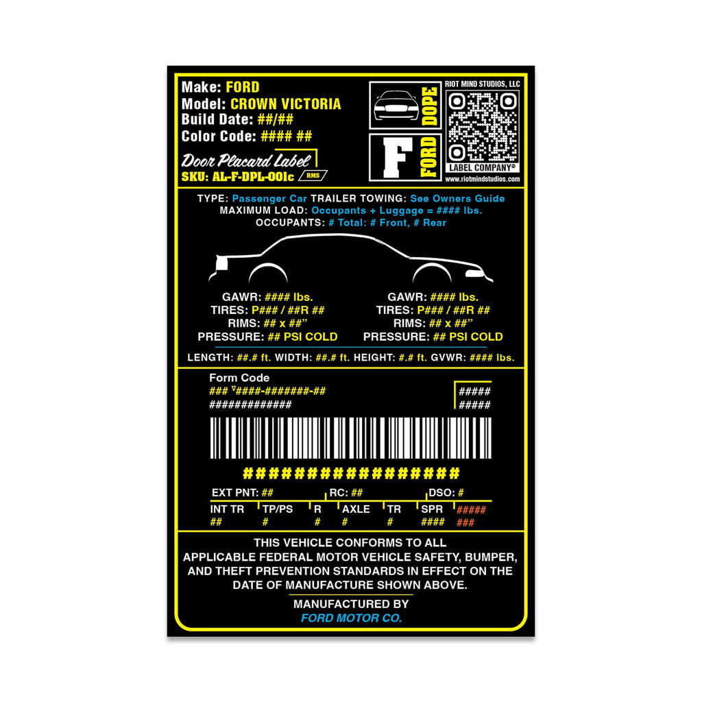 2003 - 2011 Panther Platform VIN Label