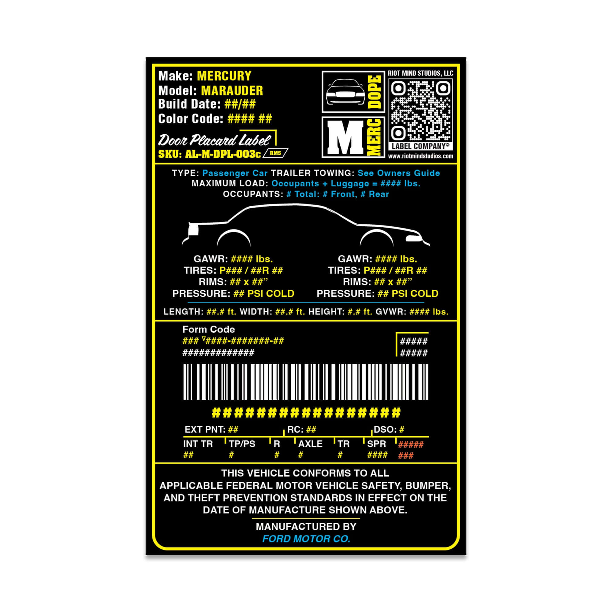 2003 - 2011 Panther Platform VIN Label