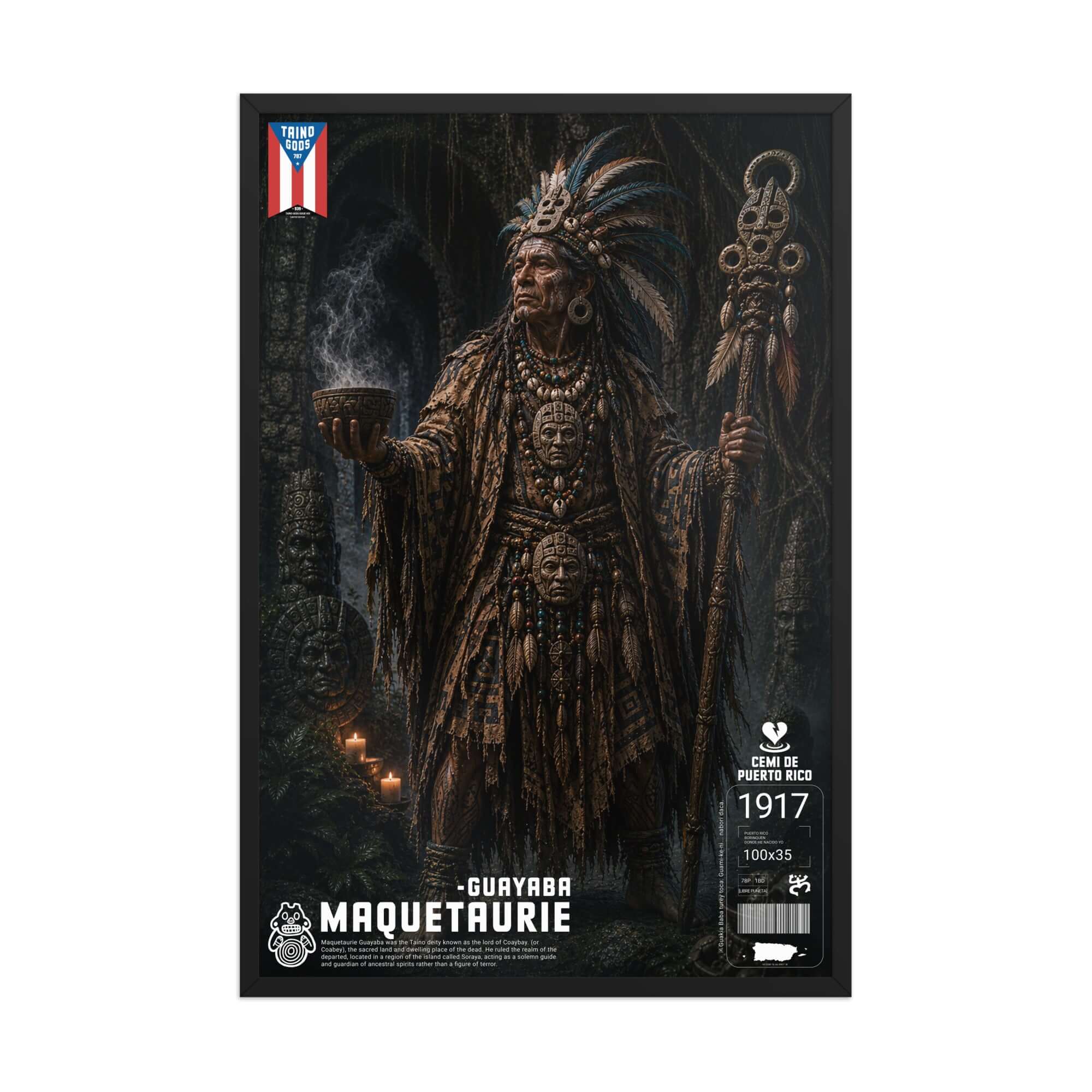 Taíno Gods | Maquetaurie-Guayaba — Framed Poster