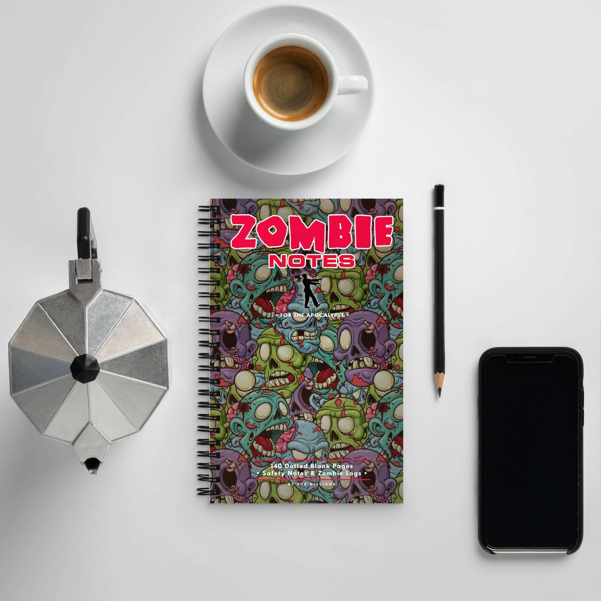 Zombie Notes Spiral Notebook Product mockup